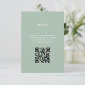 Moderne Minimale Sage Groene Script Bruiloft RSVP Kaartje (Staand voorkant)
