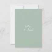 Moderne Minimale Sage Groene Script Bruiloft RSVP Kaartje (Achterkant)