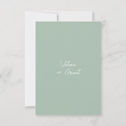 Moderne Minimale Sage Groene Script Bruiloft RSVP Kaartje (Achterkant)