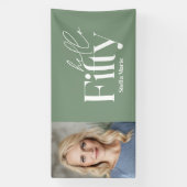 Moderne minimale salie groene foto 50e verjaardag spandoek (Verticaal)