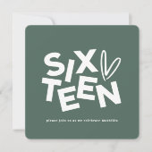 Moderne minimale salie groene typografie 16e verja kaart (Voorkant)