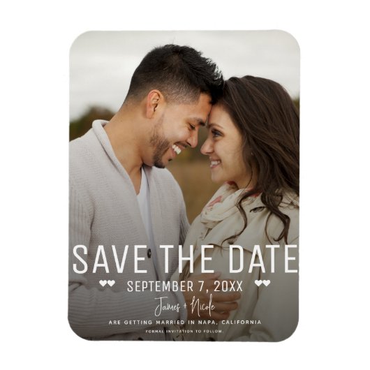 Moderne Minimale Save the Date Trouwfoto Magneet (Verticaal)
