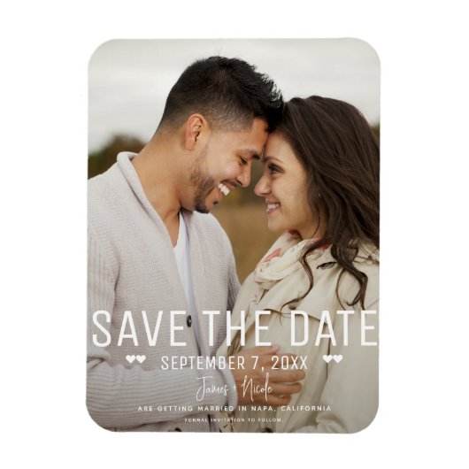 Moderne Minimale Save the Date Trouwfoto Magneet (Verticaal)