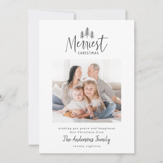 Moderne minimale Scandinavische Kerst rustieke één Feestdagenkaart (Voorkant)