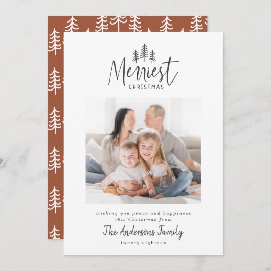 Moderne minimale Scandinavische Kerst rustieke één Feestdagenkaart (Voorkant / Achterkant)