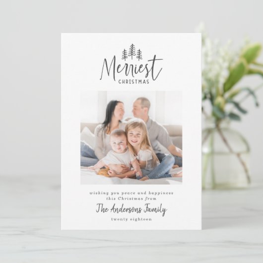 Moderne minimale Scandinavische Kerst rustieke één Feestdagenkaart (Staand voorkant)