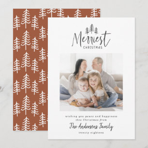 Moderne minimale Scandinavische Kerst rustieke één Feestdagenkaart
