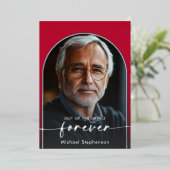 Moderne minimale Scarlet Red Pensioen Partij Folie Uitnodiging (Staand Voorkant)