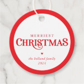 MODERNE minimale schattige feestelijke rode vrolij Bedankjes Labels (Voorkant)