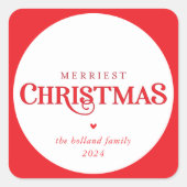 MODERNE minimale schattige feestelijke rode vrolij Vierkante Sticker (Voorkant)