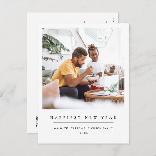 MODERNE MINIMALE SCHONE AANGEPASTE FOTO GELUKKIG N FEESTDAGENKAART (Voorkant / Achterkant)