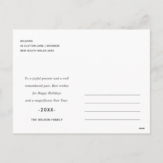 MODERNE MINIMALE SCHONE AANGEPASTE FOTO GELUKKIG N FEESTDAGENKAART (Achterkant)