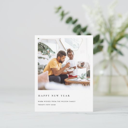 MODERNE MINIMALE SCHONE AANGEPASTE FOTO GELUKKIG N FEESTDAGENKAART (Staand voorkant)