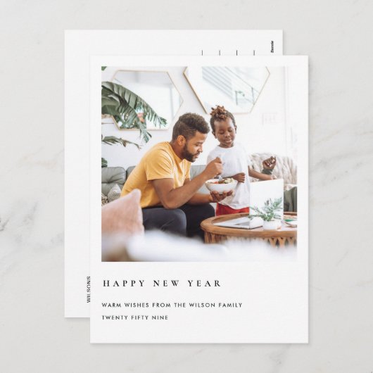 MODERNE MINIMALE SCHONE AANGEPASTE FOTO GELUKKIG N FEESTDAGENKAART (Voorkant / Achterkant)