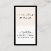 Moderne minimale, schone elegante kalligrafie - ve visitekaartje (Achterkant)