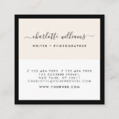 Moderne, minimale, schone elegante kalligrafie vierkante visitekaartje (Achterkant)