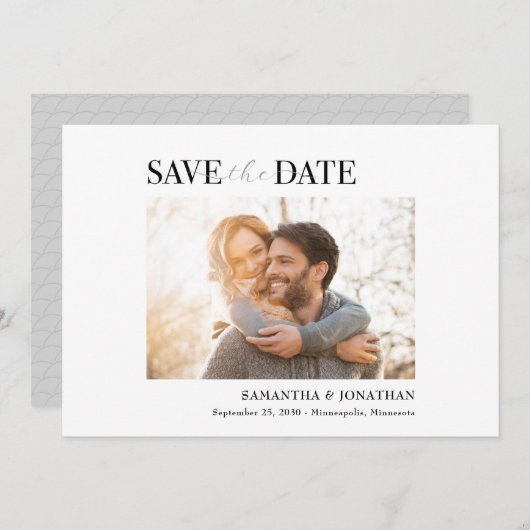 Moderne, minimale, schone foto Opslaan Datum Save The Date (Voorkant / Achterkant)