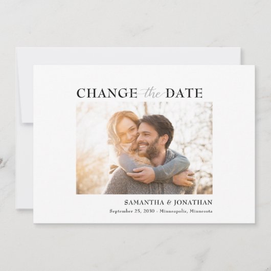 Moderne, minimale, schone foto Verander de datum Save The Date (Voorkant)