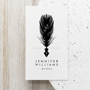 Moderne minimale schrijver Quill Feather Pen Visitekaartje