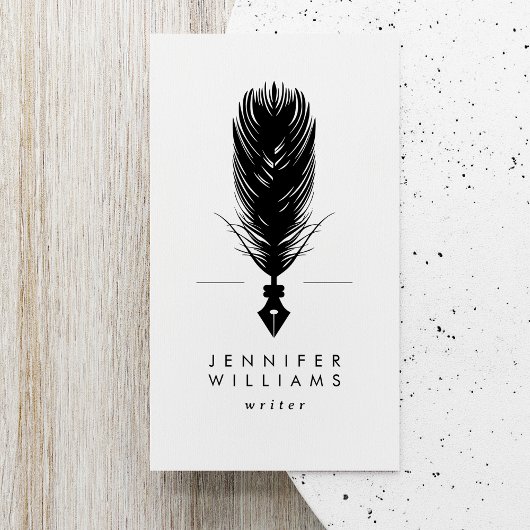 Moderne minimale schrijver Quill Feather Pen Visitekaartje