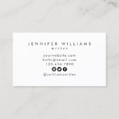 Moderne minimale schrijver Quill Feather Pen Visitekaartje (Achterkant)