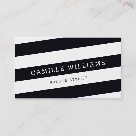 MODERNE MINIMALE schuine streep vet zwart wit Visitekaartje (Voorkant)