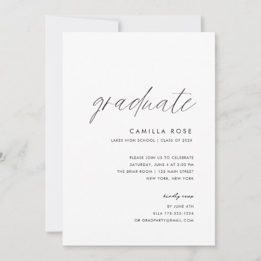 Moderne minimale script Afstuderen foto Kaart (Voorkant)