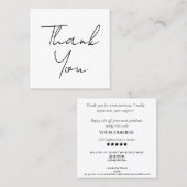 moderne minimale script bedankt voor uw bestelling vierkante visitekaartje (Voorkant / Achterkant)
