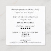 moderne minimale script bedankt voor uw bestelling vierkante visitekaartje (Achterkant)