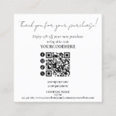 moderne minimale script bedankt voor uw bestelling vierkante visitekaartje (Achterkant)