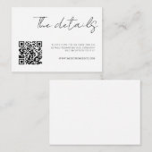 Moderne Minimale Script Details QR Code Informatiekaartje (Voorkant / Achterkant)