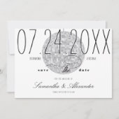 Moderne Minimale Script Disco Bal Oude Geld Trouwd Save The Date (Voorkant)