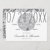 Moderne Minimale Script Disco Bal Oude Geld Trouwd Save The Date (Voorkant / Achterkant)
