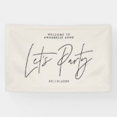 Moderne minimale script geometrische crème verjaar spandoek (Horizontaal)