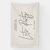 Moderne minimale script geometrische crème verjaar spandoek (Verticaal)