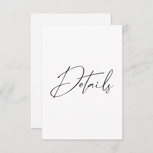 Moderne minimale script kalligrafie bruiloft detai informatiekaartje (Voorkant / Achterkant)