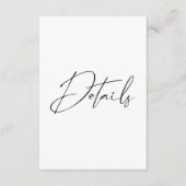 Moderne minimale script kalligrafie bruiloft detai informatiekaartje (Voorkant)
