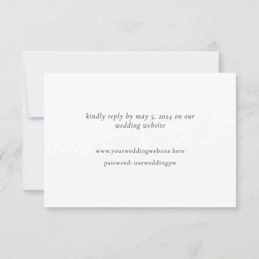 Moderne minimale script kalligrafie bruiloft onlin RSVP kaartje (Achterkant)