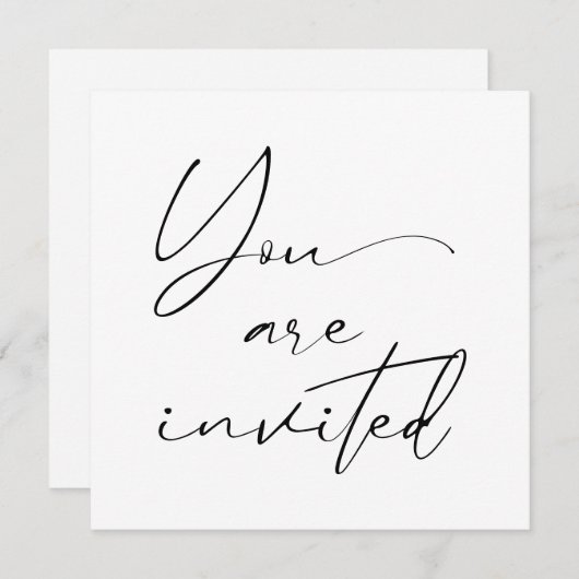 Moderne minimale script kalligrafie zwart bruiloft kaart (Voorkant / Achterkant)