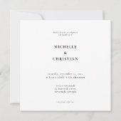 Moderne minimale script kalligrafie zwart bruiloft kaart (Achterkant)