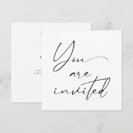 Moderne minimale script kalligrafie zwart bruiloft kaart