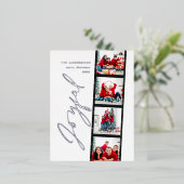 Moderne, minimale script multi-photokerstretro folie feestdagen briefkaart (Staand Voorkant)