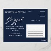 Moderne, minimale script multi-photokerstretro folie feestdagen briefkaart (Achterkant)