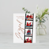 Moderne, minimale script multi-photokerstroest folie feestdagen briefkaart (Staand Voorkant)