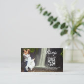 moderne minimale script rsvp qr code foto bruiloft informatiekaartje (Staand voorkant)