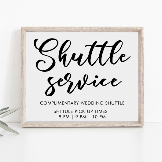 Moderne minimale Script Shuttle Service Trouwbord Poster