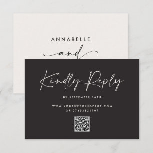 Moderne minimale script trouw-RSVP met Stripe RSVP Kaartje