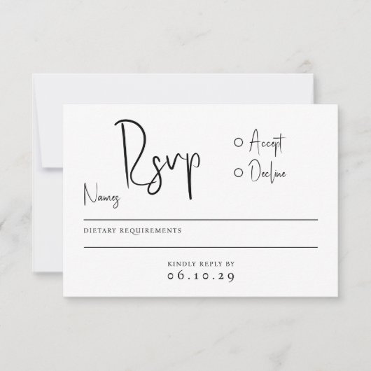 Moderne minimale script typografie foto bruiloft RSVP kaartje (Voorkant)