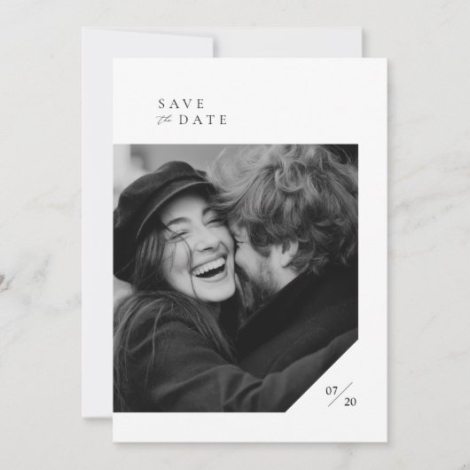 Moderne minimale script typografie foto bruiloft save the date (Voorkant)