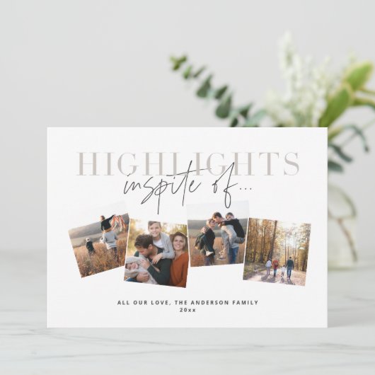 Moderne, minimale script typografie highlights feestdagenkaart (Staand voorkant)